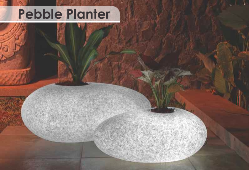 Pebble Planter With/Without Illumination With Cavity For Indoor Or Outdoor By Harshdeep