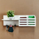 White Utility Shelf In PVC with Pocket and Hanging Hooks By Miza
