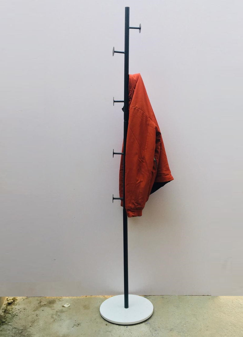 Nordic Style Tree Shaped Coat Stand With Wooden Base With 8 Hangers