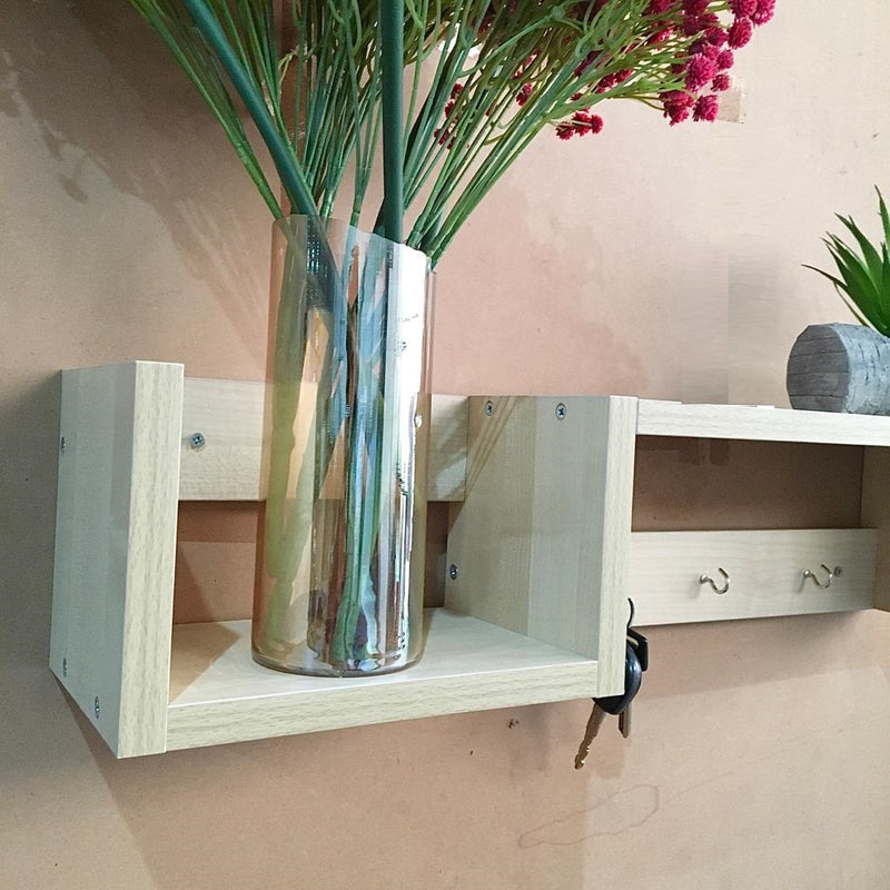 MDF Wall Mounted Key Hooks Shelf By Miza