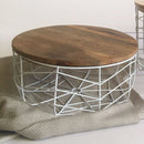 Metal Wire Fruit/Veggie/Multipurpose Basket With Wooden Lid For By Fita