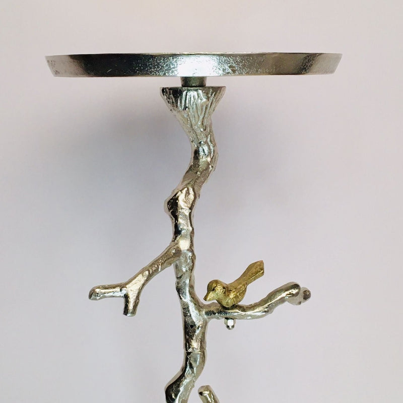 Aluminium Welling Demilune Side Table In Tree Branch and Bird Design By Fita