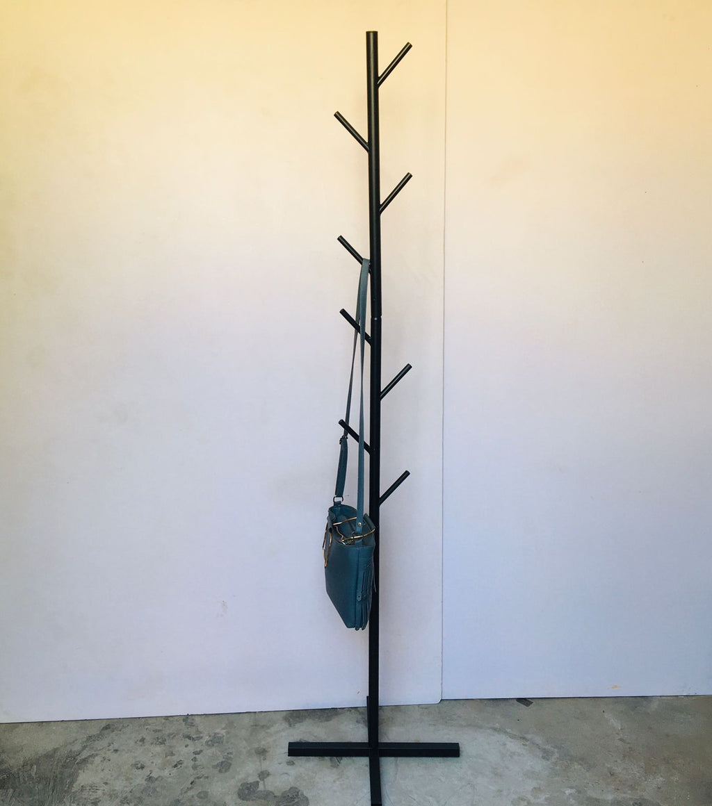 X - Style Tree Shaped Coat Stand Floor Standing Metal Rack With 8 Hangers With Metal Base