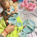 Round Design Eco-Friendly Baby Silicone Bibs Dinner Plate/Feeding Set By CN