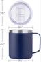 Double Wall 304 Stainless Steel Insulated Mugs with handles & lids coffee mug With Steel Straw 480 ML