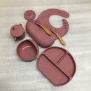 Round Design Eco-Friendly Baby Silicone Bibs Dinner Plate/Feeding Set By CN