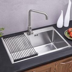 Nirali Rolling Mat For Kitchen Sink in Stainless Steel 304 Grade Silicone Support - peelOrange.com