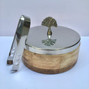 Stylish Wooden & Steel Chapati Roti Box Casserole Container Holder With Tong By Fita