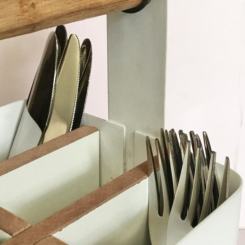 Metal Caddy Cutlery Carry Storage For Dinner Spoons/Artist Tools/Makeup Brushes