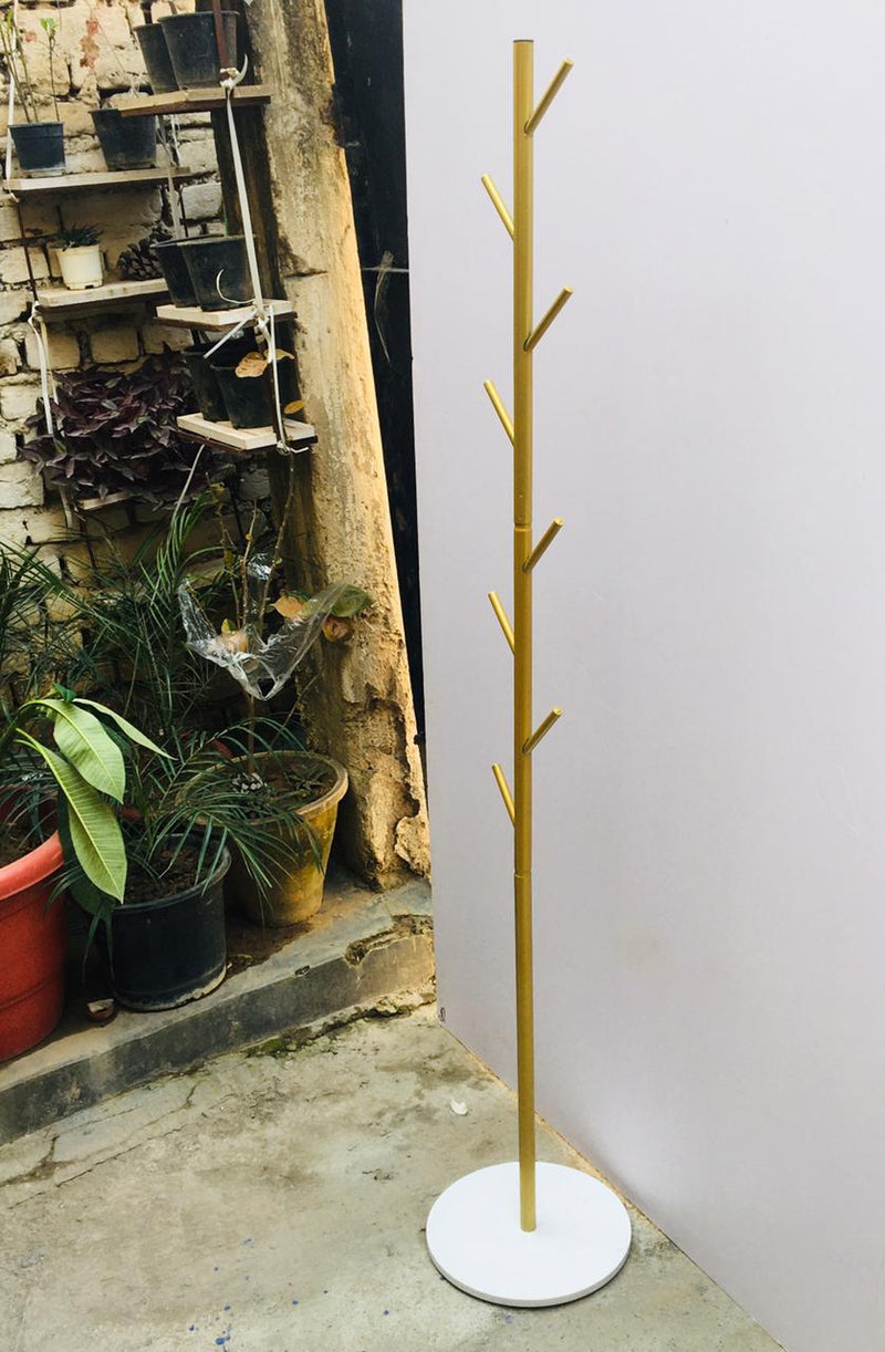 Nordic Style Tree Shaped Coat Stand With Wooden Base With 8 Hangers
