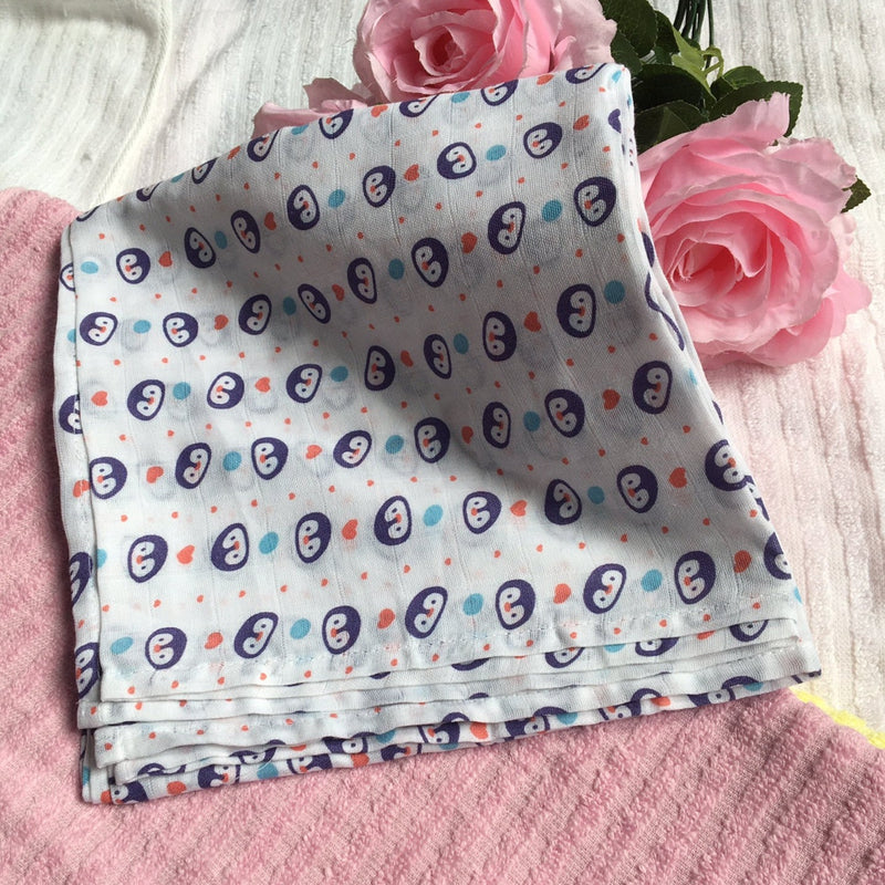 Penguin Random Printed Muslin Baby Swaddle Blanket By MM - 1 Pc