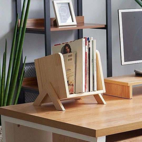 Tabletop Book Rack Wooden Organizer ( With Complementary Coaster ) By Miza