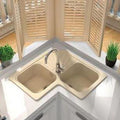 Nirali Atlantic LV-2 Kitchen Sink in Quartz + PVC Plumbing Connector - peelOrange.com