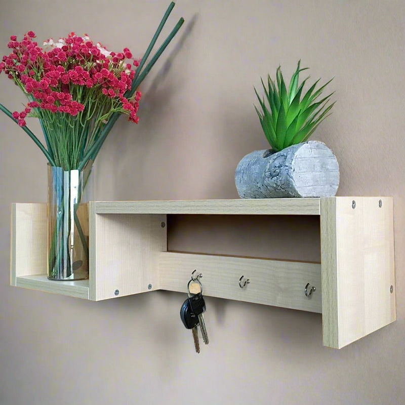MDF Wall Mounted Key Hooks Shelf By Miza