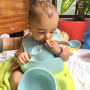 Round Design Eco-Friendly Baby Silicone Bibs Dinner Plate/Feeding Set By CN