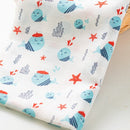 Whale Fish Random Printed Soft Muslin Swaddle Blanket For Baby By MM - 1 Pc