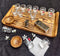 Handcrafted Pine Wood Snacks Set with 12 Shot Glasses MK