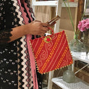 Potli Bag Stylish Bangle Shape Pearl Embroided Handle For Hand Bag Or Gifting 1 PC Random Color By CC