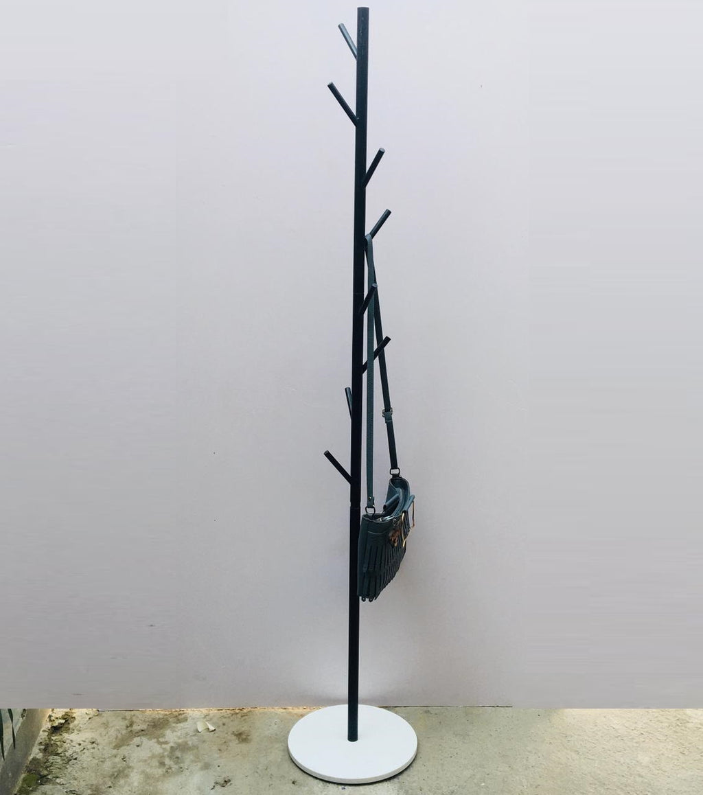 Nordic Style Tree Shaped Coat Stand With Wooden Base With 8 Hangers