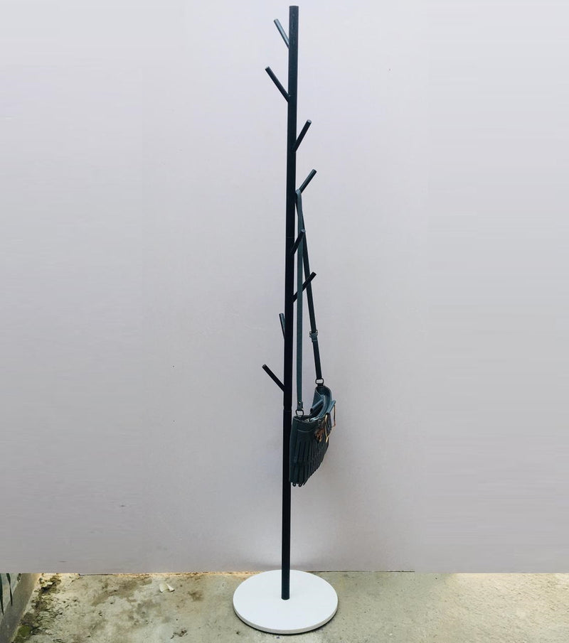 Nordic Style Tree Shaped Coat Stand With Wooden Base With 8 Hangers
