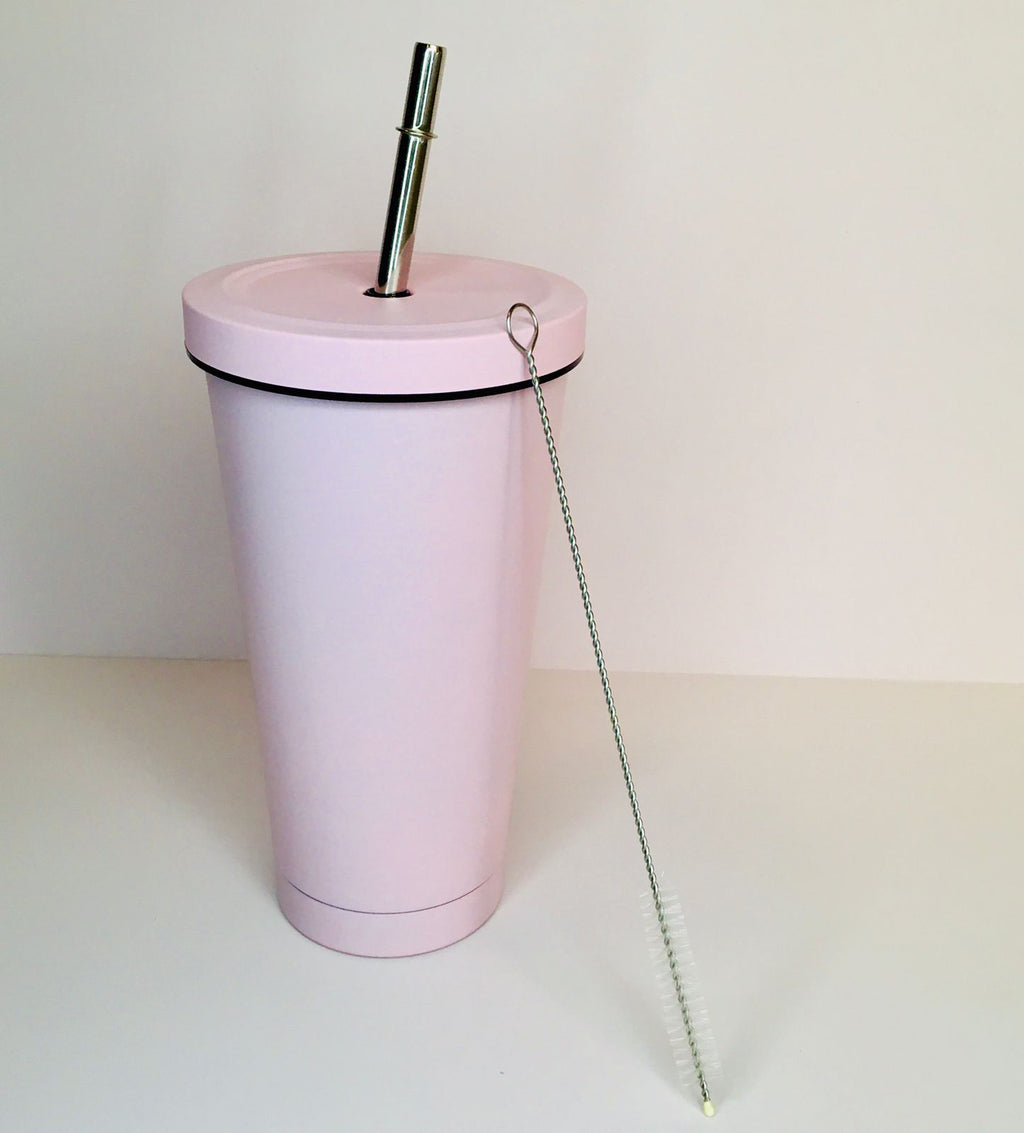 Portable Coffee Cup 304 Stainless Steel Large Capacity Flask Tumbler Glass with Steel Straw Stainless Steel Water Bottle Iced Travel Mug