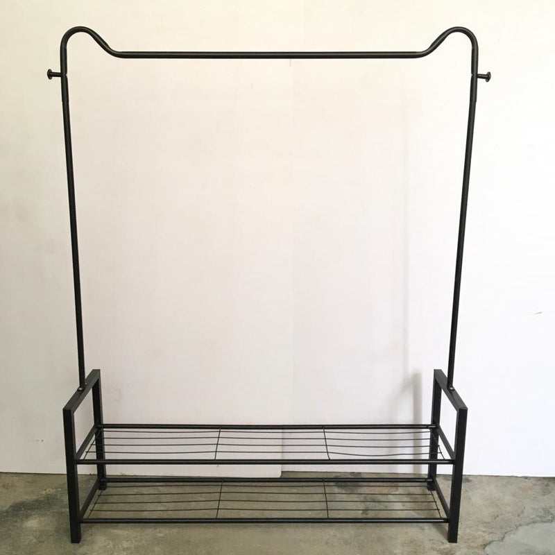 Metal Clothing Rack Floor Standing Single Rod Hanger, Bedroom Living Room Furniture