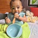 Round Design Eco-Friendly Baby Silicone Bibs Dinner Plate/Feeding Set By CN