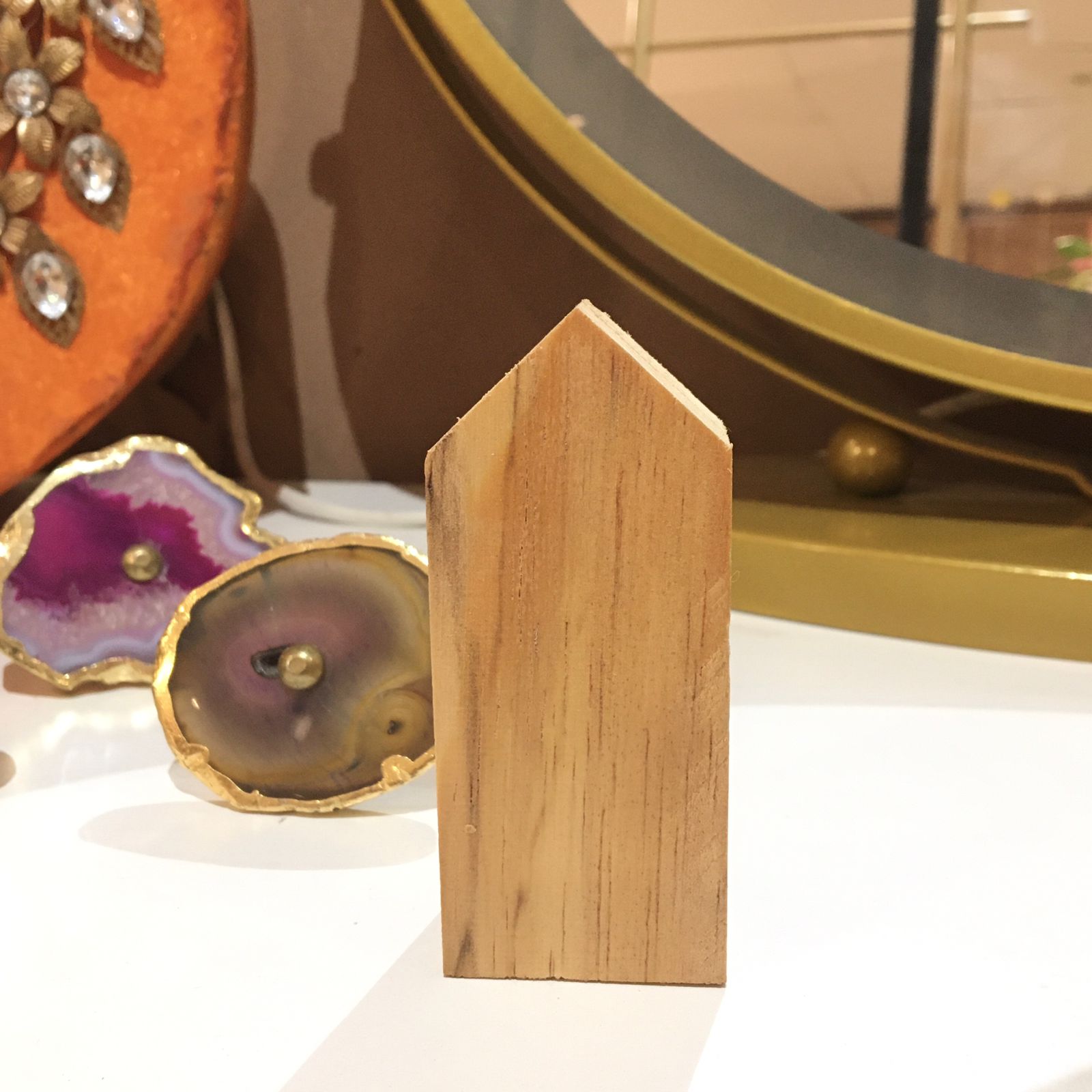 Wood Photo Stands/Place Card Holder/Little Wood House Desk Accessory Set Of 2 By Miza