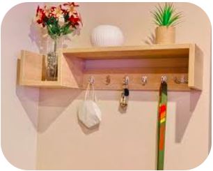 MDF Wall Mounted Key Hooks Shelf By Miza