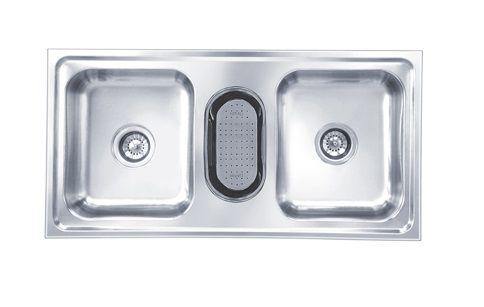 Nirali Galaxy Kitchen Sink in Stainless Steel 304 Grade with Veg Bowl + 2 PVC Plumbing Connector - peelOrange.com