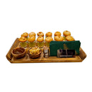 Handcrafted Pine Wood Snacks Set with 12 Shot Glasses MK