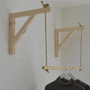 Wooden Bracket Shelf With Hanging Rope/Timber Clothes Rack By Miza