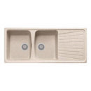 Nirali Kappa LV-2 Kitchen Sink in Quartz + PVC Plumbing Connector - peelOrange.com