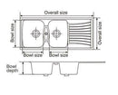 Nirali Kappa LV-2 Kitchen Sink in Quartz + PVC Plumbing Connector - peelOrange.com