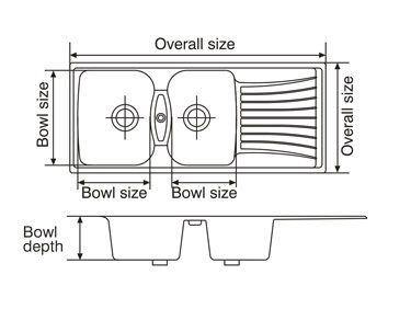 Nirali Kappa LV-2 Kitchen Sink in Quartz + PVC Plumbing Connector - peelOrange.com