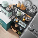 Carbon Steel Kitchen Shelf Floor-standing Multi-Layer Foldable Kitchen Rack Organiser & Multifunctional storage Holder - peelOrange.com