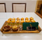 Handcrafted Pine Wood Snacks Set with 12 Shot Glasses MK