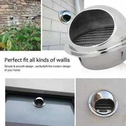 Vent Stainless Steel Cowl Cover Avoid Birds Entering For Bathroom/Office/Kitchen Ventilation/Exhaust Fan By Wadbros