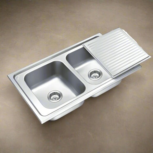 Nirali Super Slider Kitchen Sink in Stainless Steel 304 Grade + PVC Plumbing Connector - peelOrange.com